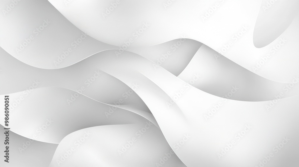 Wall mural abstract white background with wavy lines and soft curves.
