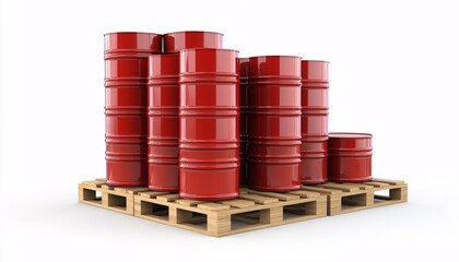 Red oil barrels stacked together symbolize the growing tension and challenges in the energy sector during an oil crisis.