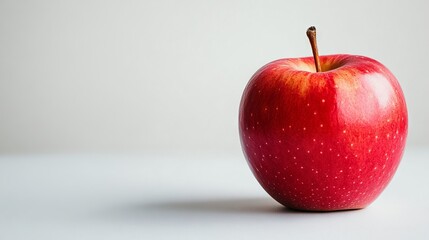 Fresh Apple on Solid White Background with Ample Copy Space, AI generated illustration