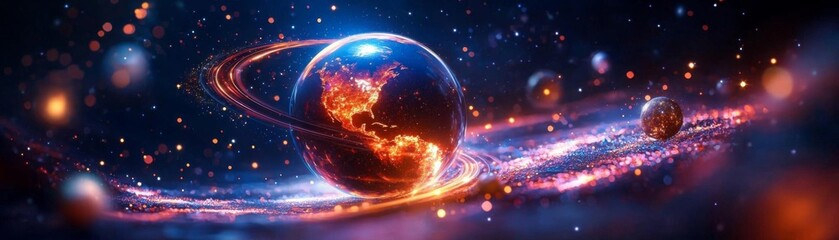Obraz premium Stunning Cosmic Landscape with Earth and Stars