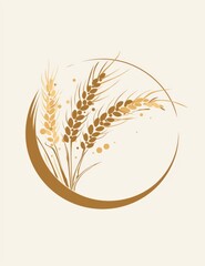 Logo Design Featuring a Wheat Grain Within a Circle on a White Background