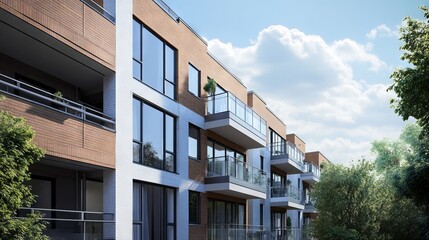 Contemporary Apartment Building with Expansive Windows. AI generated illustration