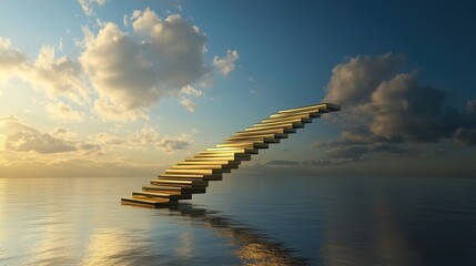 Golden Stairs Ascending into a Dreamy Sky