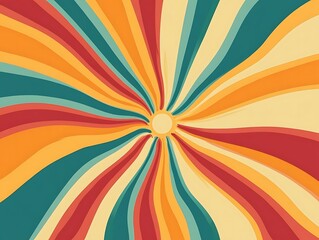 colorful retro inspired sunburst graphic print in vibrant colors