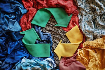 Naklejka premium Recycle Symbol Created from Assorted Garments. AI generated illustration