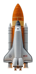 Detailed space shuttle model on display isolated on transparent background
