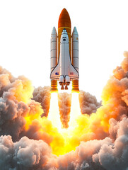 Naklejka premium Rocket launch ignites the sky during sunset event isolated on transparent background