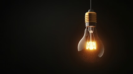 Vintage Light Bulb with Warm Glow on Dark Background