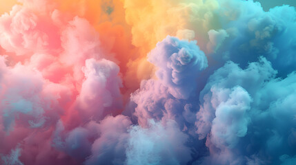 Naklejka premium Smoke colorful clouds background banner for webpage ,Paint explosion blue, pink, purple, yellow multicolor mobile backdrop