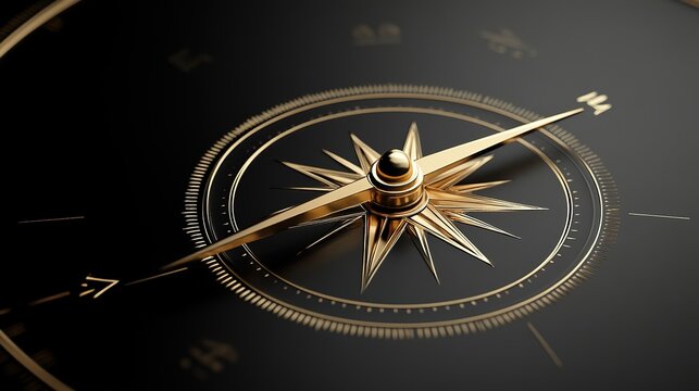 Elegant Gold Compass on Black Background