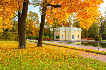 Upper bath in Catherine park in autumn, Tsarskoe Selo (Pushkin), Saint Petersburg, Russia
