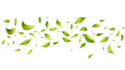 Leaves, mint leaves, white background, arrangement