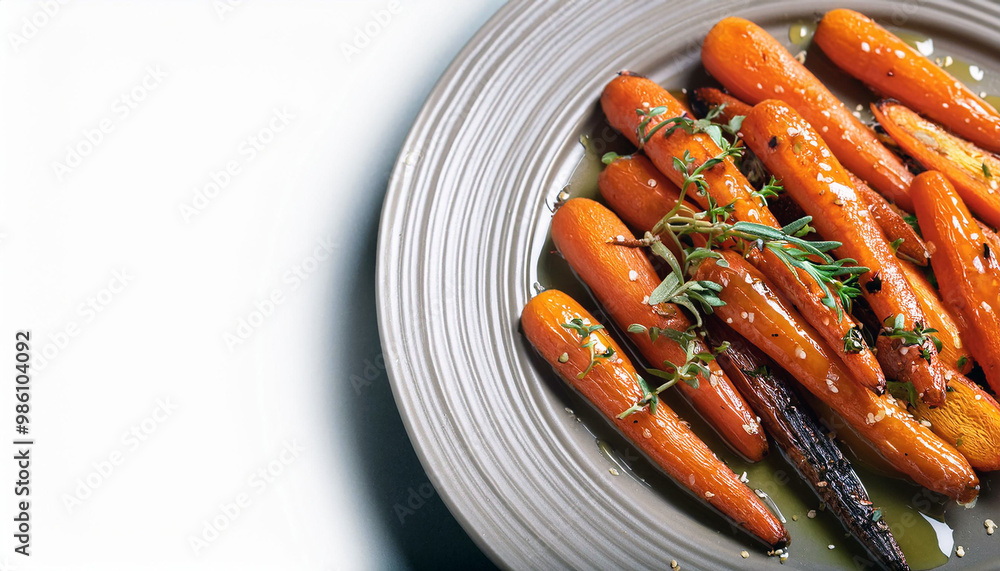 Wall mural Glazed Carrots with Thyme on a Plate