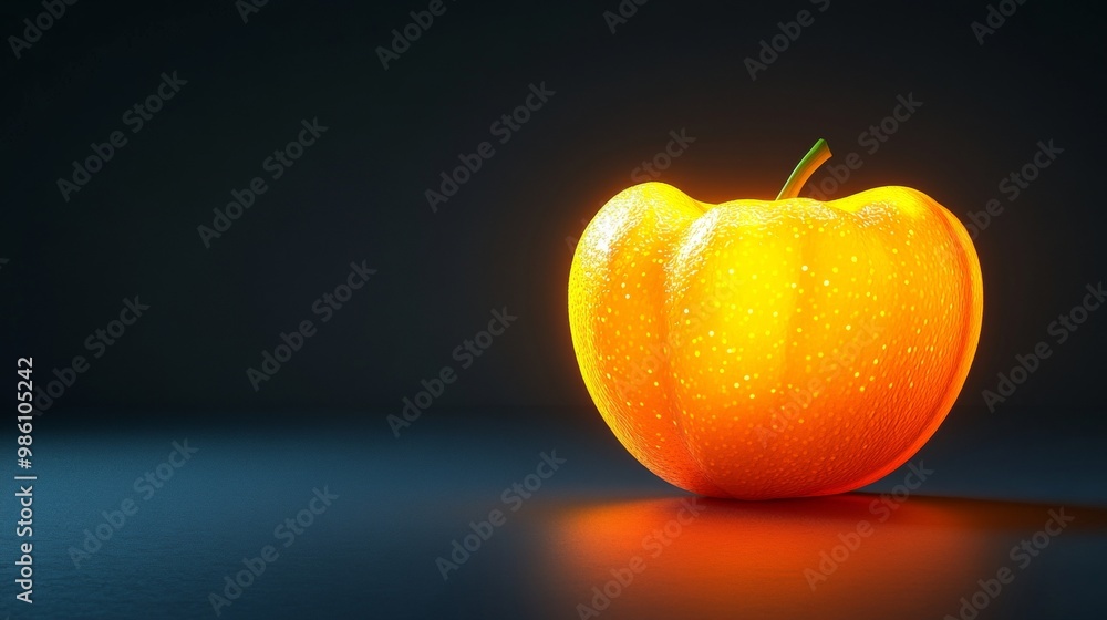 Wall mural A bright orange pumpkin sits on a dark background