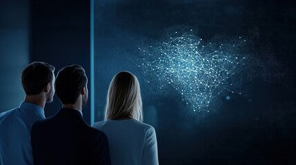 People Observing Digital Data Network Visualization