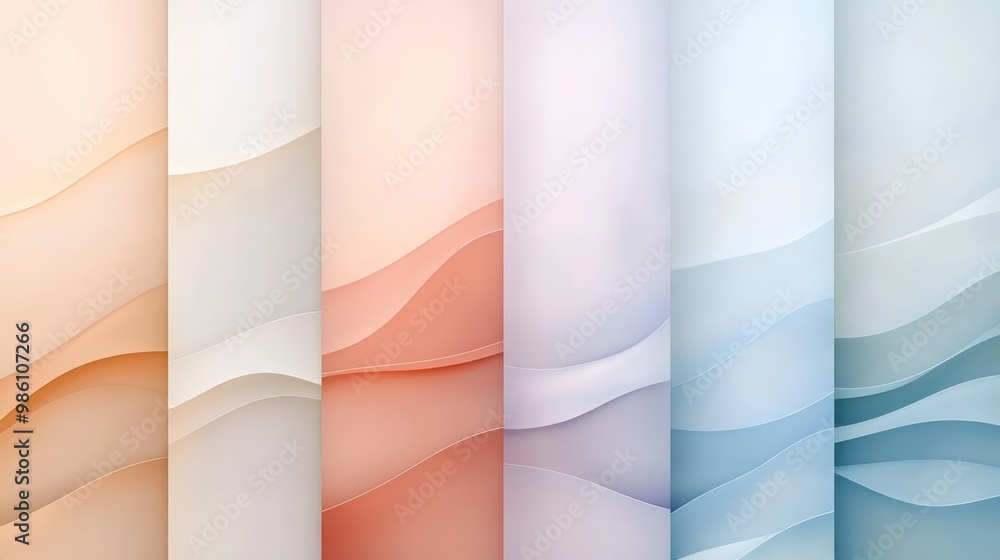Poster soft and elegant abstract background featuring flowing waves in warm and cool tones, perfect for cre