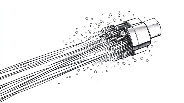 recommend clip art: Hand-drawn illustration of a shower head with water flowing out.