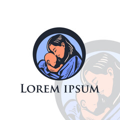 simple logo of mother and child characters