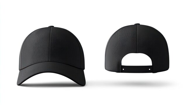 Black baseball cap mockup isolated on white background.