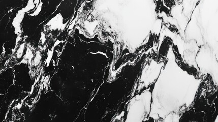 Close-up of swirling black and white marble texture.