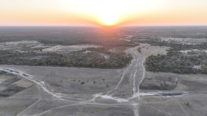 Thamalakane river during the dry winter months in Maun, Botswana, Africa