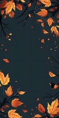 Autumn Leaves Falling From Tree Branches