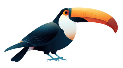 Naklejka premium The colorful toucan with its large multi-colored beak is a symbol of the beauty and diversity of the tropical rainforest. It is striking and vibrant. Transparent isolated background.
