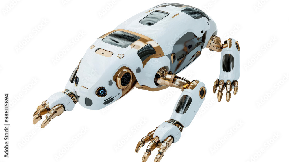Aufkleber a futuristic robotic creature with sleek metallic limbs and advanced technology. combining innovatio