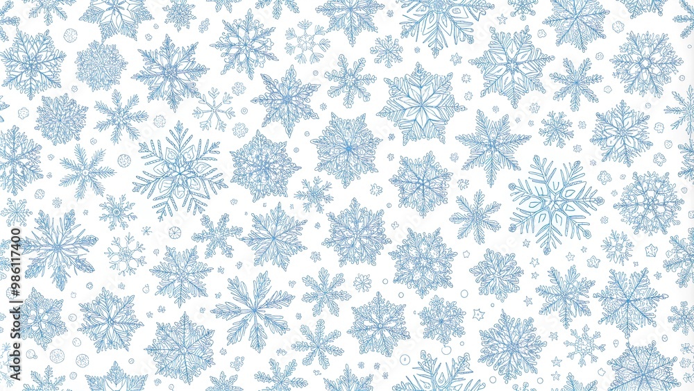 Wall mural Christmas snowflakes background