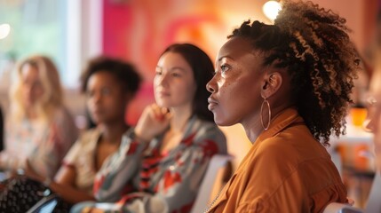 Breast Cancer Awareness Workshop: Focused and Engaged Women in a Stylish Conference Room