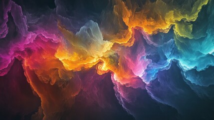 Abstract colorful clouds in dark space.