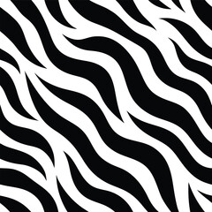 Seamless Zebra Animal Fur Pattern Vector Design.