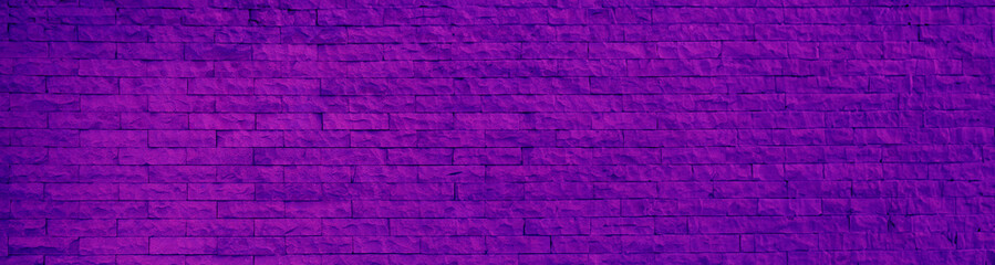 Violet brick wall, banner design. Halloween background
