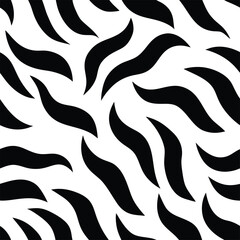 Seamless Zebra Animal Fur Pattern Vector Design.