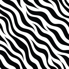 Seamless Zebra Animal Fur Pattern Vector Design.