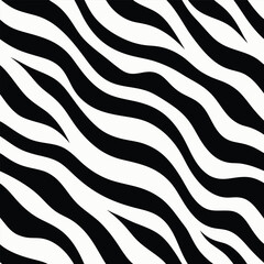 Seamless Zebra Animal Fur Pattern Vector Design.