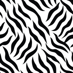 Seamless Zebra Animal Fur Pattern Vector Design.