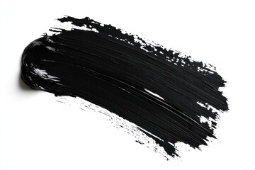 A thick, black paint stroke on a white background, ideal for artistic or design purposes.