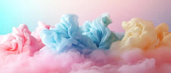 Fototapeta premium Colorful wisps of pastel smoke create a dreamy, abstract background.