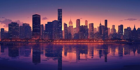 Obraz premium city skyline at dusk 