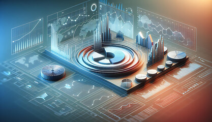 charts and graphs. Concept image of data gathering and statistical working.