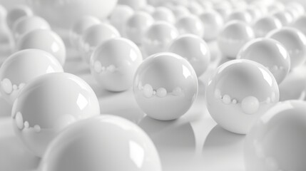 Group of white spheres on white background - stock photo Computer generated image.