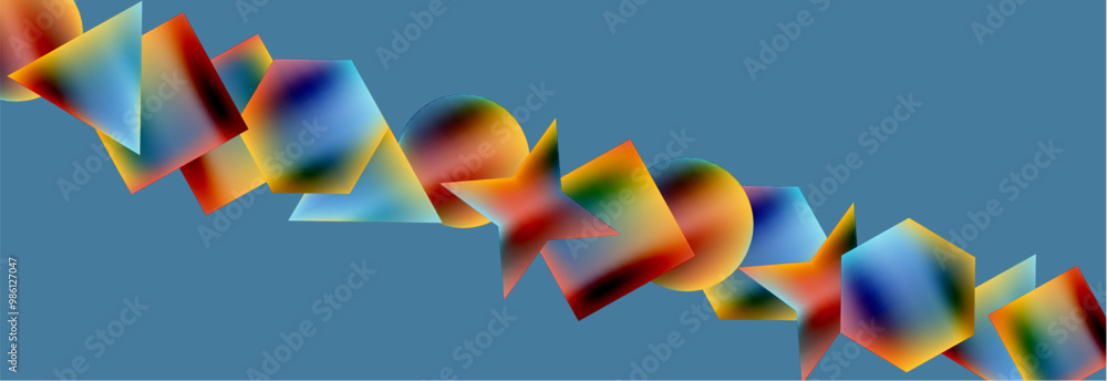 Poster neon color geometric shapes square triangle circle abstract background. vector illustration for wall