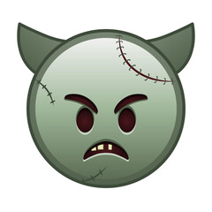 Angry face with horns Large size of zombie halloween emoji