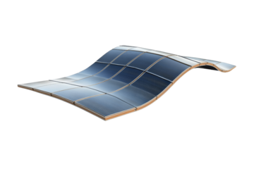 Flexible solar panel, curved and bendable, innovative energy solution, on solid white background, single object.,