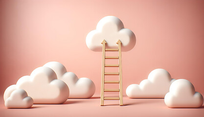 Step ladder leading to clouds