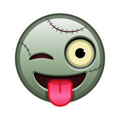 Face with tongue hanging out and winking eye Large size of zombie halloween emoji