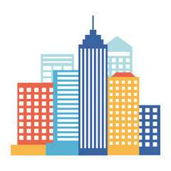 Flat skyscrapers as an icon for posters or logos in business, education or medicine