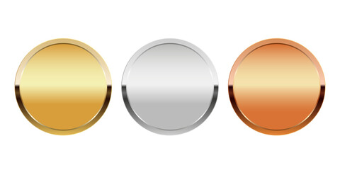 Golden silver and bronze award medal for sport and games