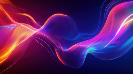 Abstract background with glowing neon lines forming a wavy pattern.